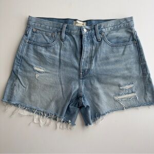 Madewell Wom 29 Shorts Blue 36 x 4.5 Relaxed Mid Length Denim Shorts Distressed